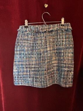 LOFT Blue Multi-Thread Tweed Mini Skirt